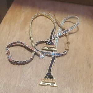 Handmade Multicolor Beaded Leather Apple Watch Band Adapter BD